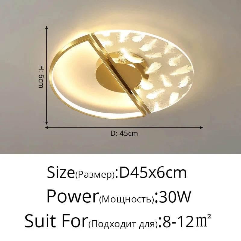 Lustre LED Plumes Acryliques: Éclairez votre intérieur | Marco Lucetti Plume 45cm dorée / Luminosité variable