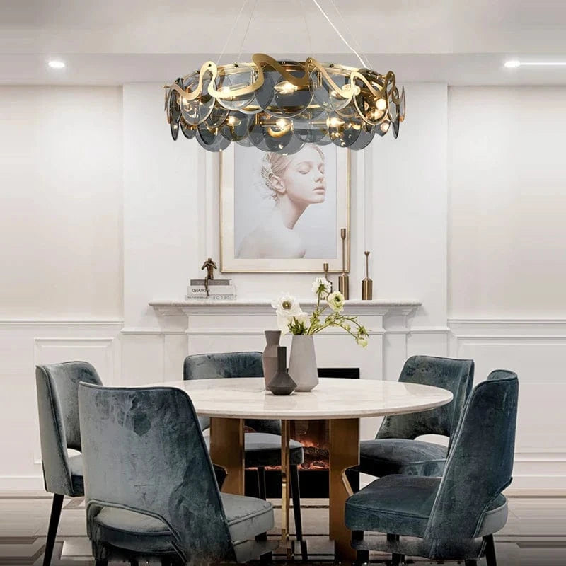 Lustre LED Postmoderne Doré Rond Ovale Suspension Luminaire | Marco Lucetti