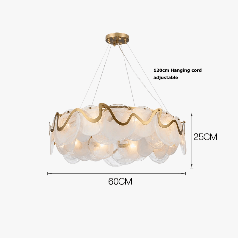 Lustre LED Postmoderne Doré Rond Ovale Suspension Luminaire | Marco Lucetti 60 cm blanc / Lumière blanche
