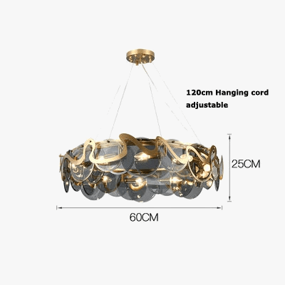 Lustre LED Postmoderne Doré Rond Ovale Suspension Luminaire | Marco Lucetti 60cm gris / Lumière blanche