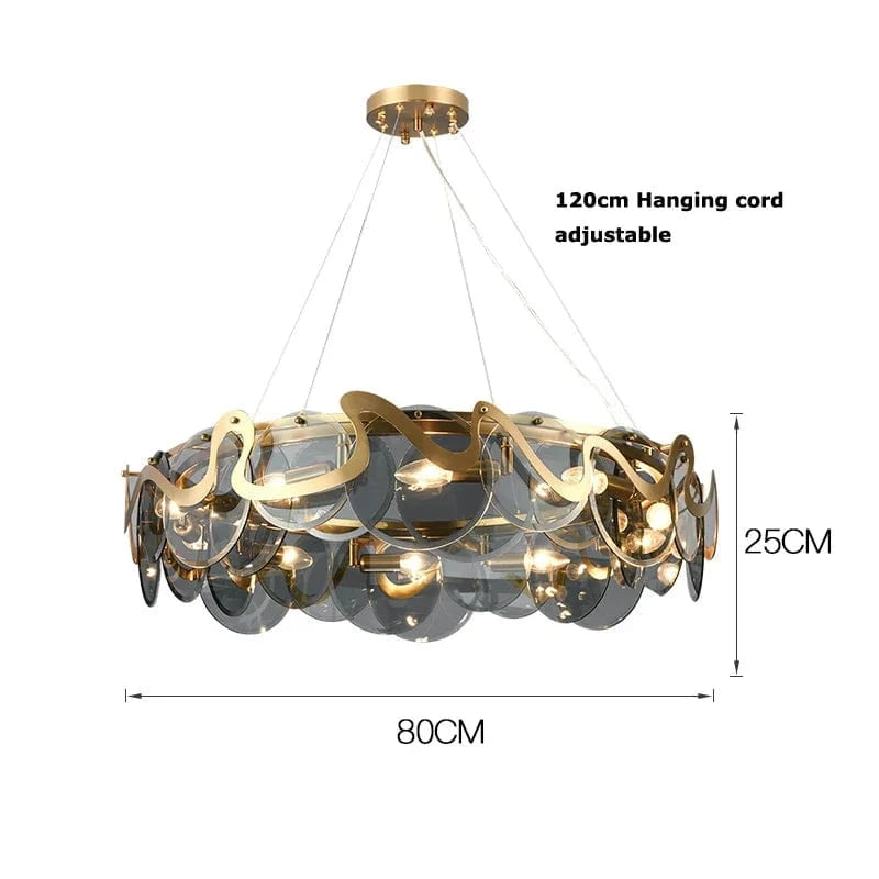 Lustre LED Postmoderne Doré Rond Ovale Suspension Luminaire | Marco Lucetti 80cm gris / Lumière blanche