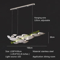 Lustre LED Postmoderne en Acier Inoxydable pour Villa de Luxe | Marco Lucetti Longueur 100cm / Blanc froid