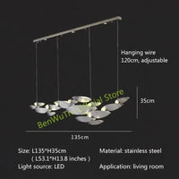 Lustre LED Postmoderne en Acier Inoxydable pour Villa de Luxe | Marco Lucetti Longueur 135cm / Blanc chaud