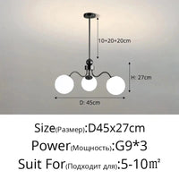 Lustre LED Qiyimei Artglass - Éclairage Intérieur Décoratif de Qualité | Marco Lucetti 3 couleurs Pas de télécommande / Noir 3 têtes