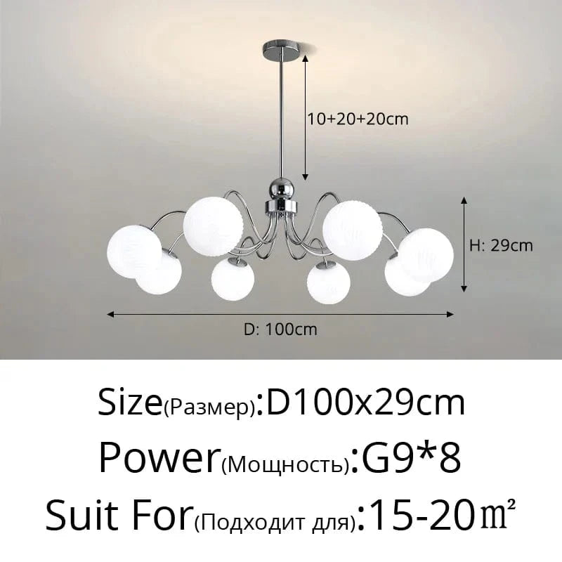 Lustre LED Qiyimei Artglass - Éclairage Intérieur Décoratif de Qualité | Marco Lucetti Blanc chaud / Chorme 8 têtes