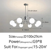 Lustre LED Qiyimei Artglass - Éclairage Intérieur Décoratif de Qualité | Marco Lucetti Blanc chaud / Chorme 8 têtes