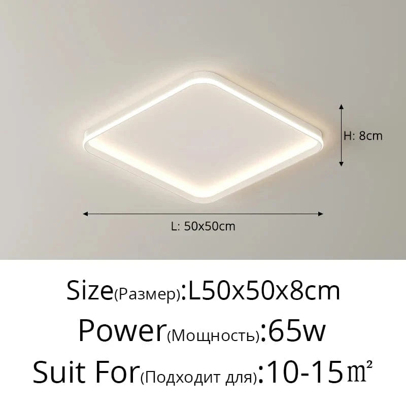 Lustre LED Qiyimei - Éclairage Intérieur Maison | Marco Lucetti 3 couleurs sans télécommande / Carré blanc