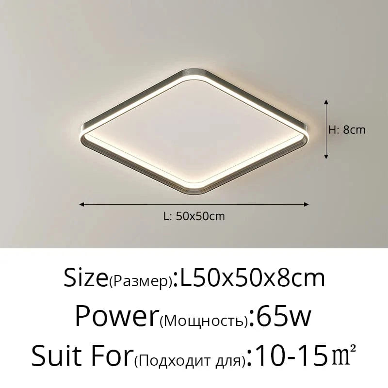 Lustre LED Qiyimei - Éclairage Intérieur Maison | Marco Lucetti 3 couleurs sans télécommande / Carré noir