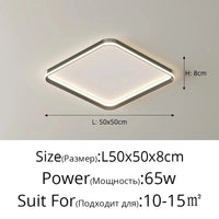 Lustre LED Qiyimei - Éclairage Intérieur Maison | Marco Lucetti 3 couleurs sans télécommande / Carré noir