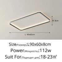 Lustre LED Qiyimei - Éclairage Intérieur Maison | Marco Lucetti 3 couleurs sans télécommande / Noir 90cm