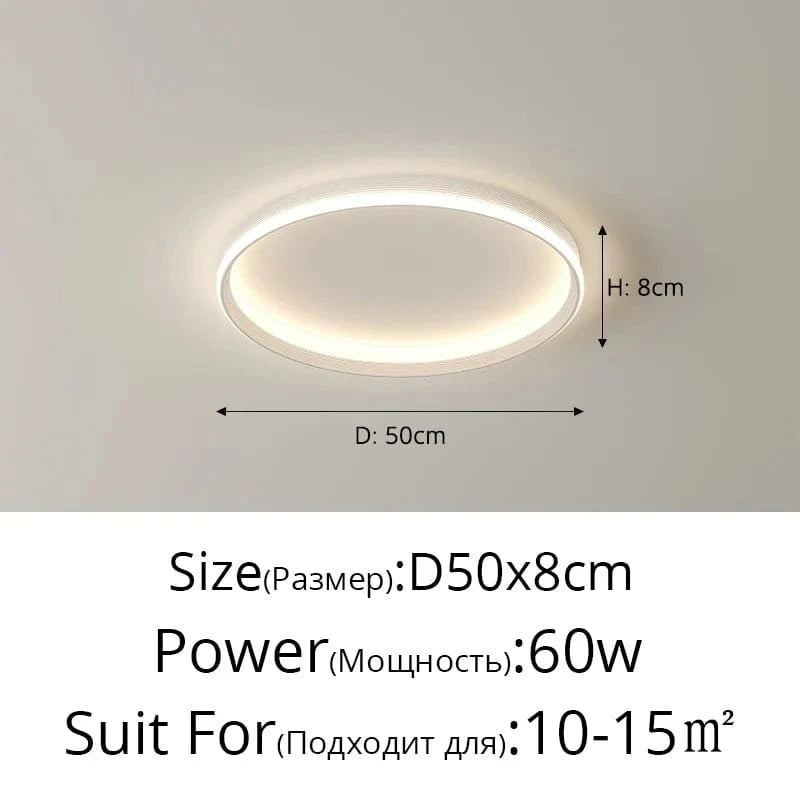 Lustre LED Qiyimei - Éclairage Intérieur Maison | Marco Lucetti 3 couleurs sans télécommande / Rond Blanc