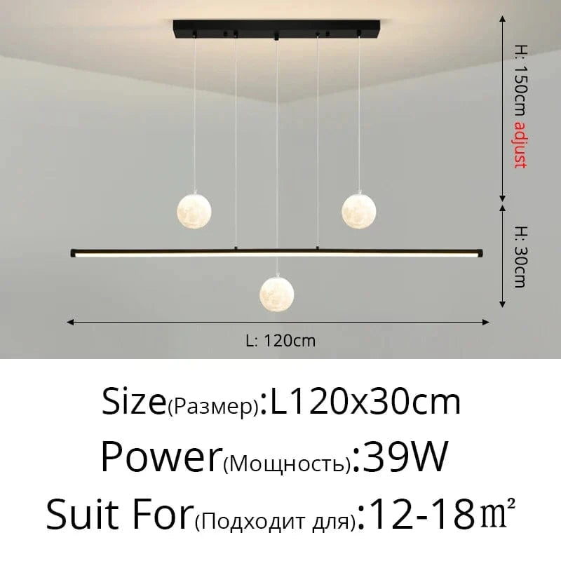 Lustre LED Qiyimei pour sublimer votre cuisine et salon. | Marco Lucetti B Noir 39W / 3 couleurs sans télécommande