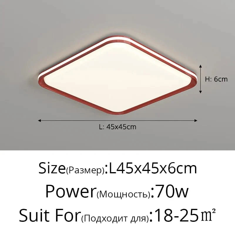 Lustre LED Réglable avec Veilleuse pour Décoration Intérieure - LuminArt | Marco Lucetti 3 couleurs sans télécommande / Carré 42cm Rouge