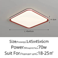 Lustre LED Réglable avec Veilleuse pour Décoration Intérieure - LuminArt | Marco Lucetti 3 couleurs sans télécommande / Carré 42cm Rouge