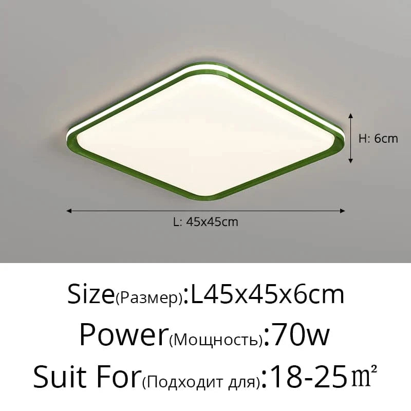 Lustre LED Réglable avec Veilleuse pour Décoration Intérieure - LuminArt | Marco Lucetti 3 couleurs sans télécommande / Carré 42cm vert