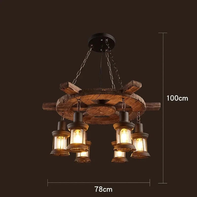 Lustre LED rétro industriel antique LOFT Bar Vintage Art bois E27 | Marco Lucetti Sku10