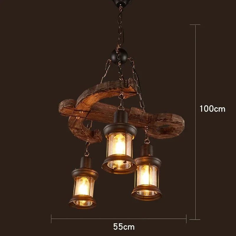 Lustre LED rétro industriel antique LOFT Bar Vintage Art bois E27 | Marco Lucetti Sku6