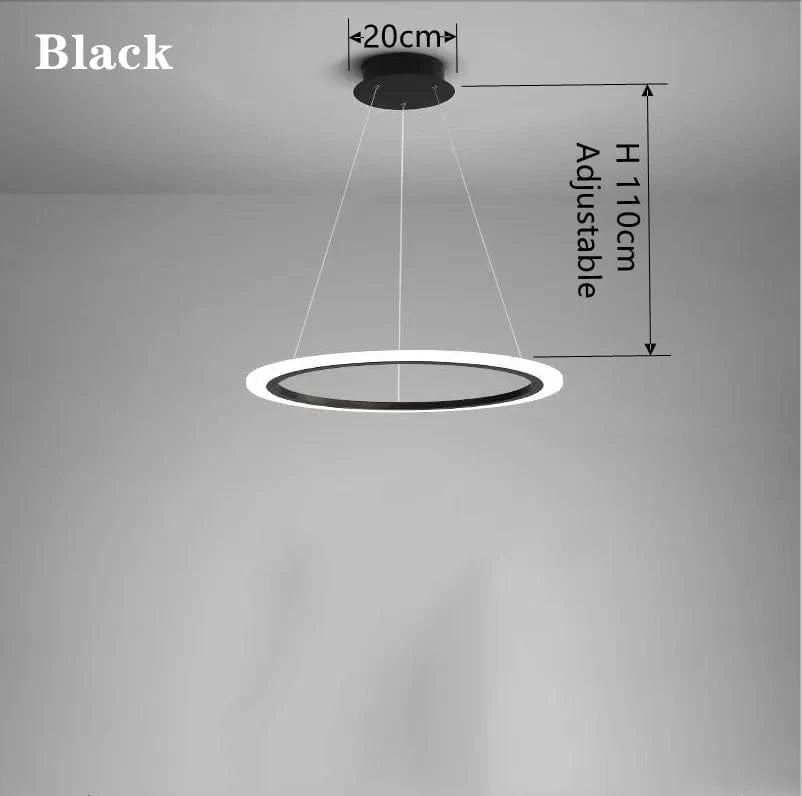 Lustre LED Ring Salon Minimaliste | Marco Lucetti Noir / 40CM / Lumière blanche