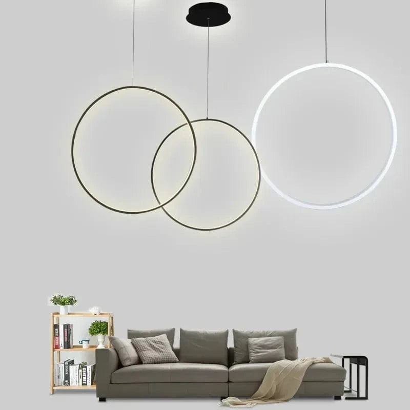 Lustre LED Rond Minimaliste Suspensions Noires - Éclairage Intérieur Design | Marco Lucetti
