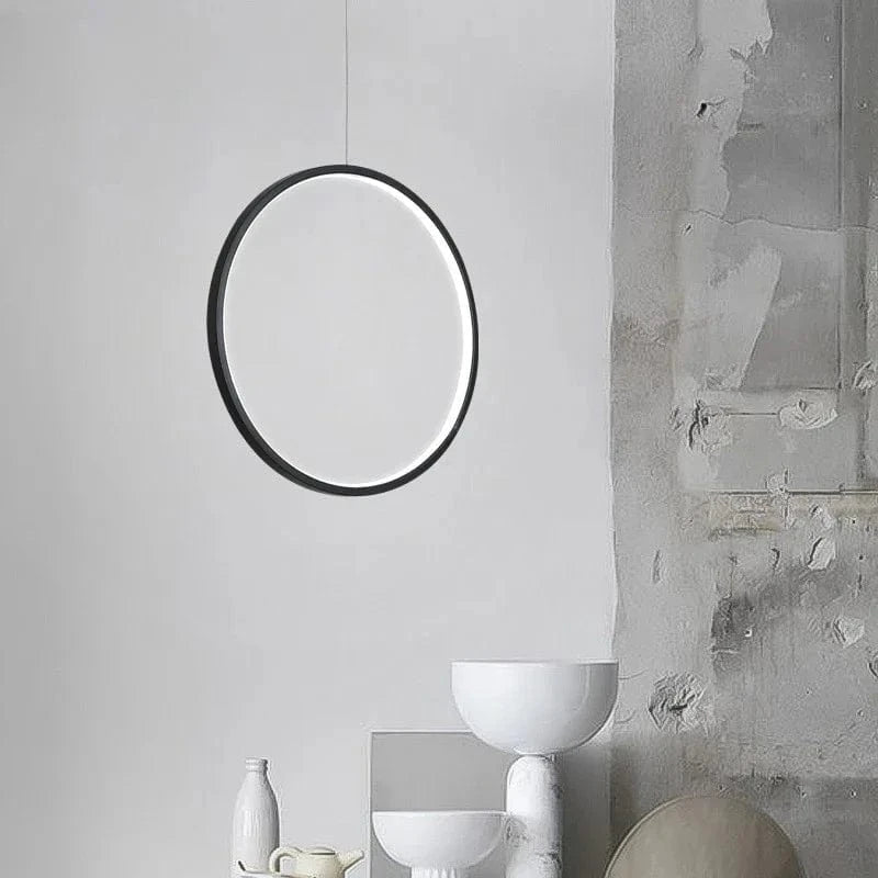 Lustre LED Rond Minimaliste Suspensions Noires - Éclairage Intérieur Design | Marco Lucetti