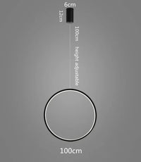 Lustre LED Rond Minimaliste Suspensions Noires - Éclairage Intérieur Design | Marco Lucetti D100CM / Corps de lampe doré / Blanc froid