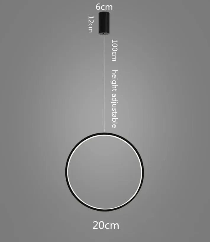 Lustre LED Rond Minimaliste Suspensions Noires - Éclairage Intérieur Design | Marco Lucetti D20CM / Corps de lampe doré / Blanc froid