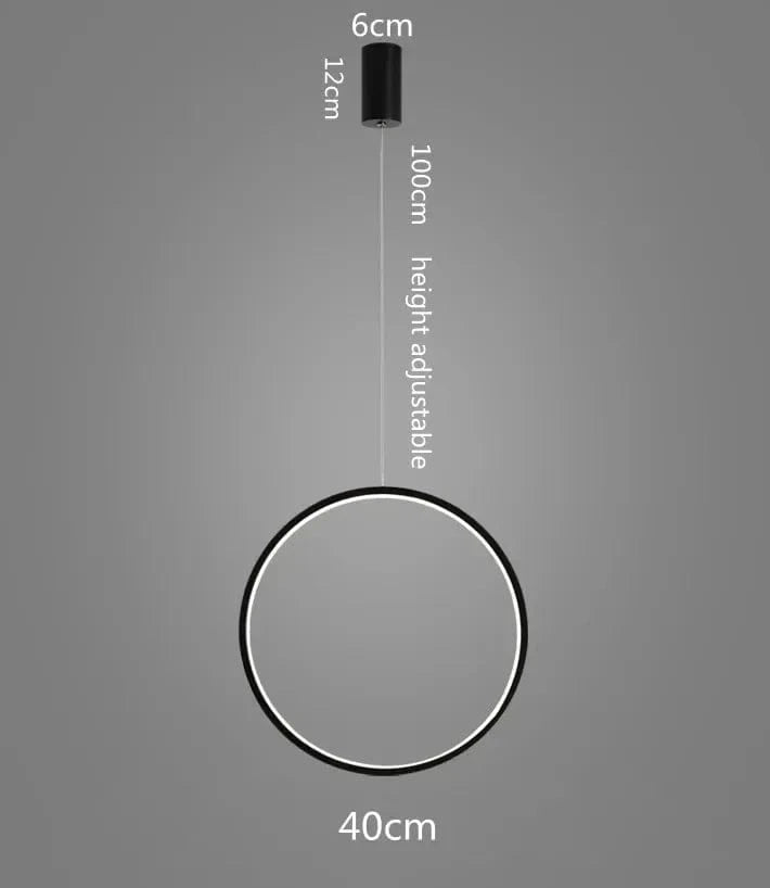 Lustre LED Rond Minimaliste Suspensions Noires - Éclairage Intérieur Design | Marco Lucetti D40CM / Corps de lampe noir / Blanc froid