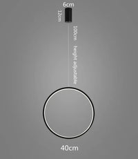 Lustre LED Rond Minimaliste Suspensions Noires - Éclairage Intérieur Design | Marco Lucetti D40CM / Corps de lampe noir / Blanc froid