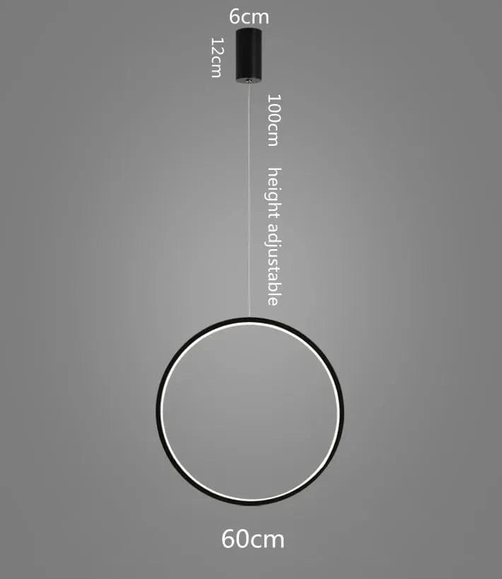 Lustre LED Rond Minimaliste Suspensions Noires - Éclairage Intérieur Design | Marco Lucetti D60CM / Corps de lampe doré / Blanc froid