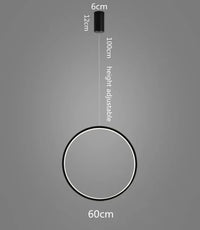 Lustre LED Rond Minimaliste Suspensions Noires - Éclairage Intérieur Design | Marco Lucetti D60CM / Corps de lampe doré / Blanc froid