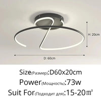 Lustre LED Rond pour Éclairage Intérieur par Qiyimei - Design Illuminant | Marco Lucetti Luminosité variable / Noir 60cm