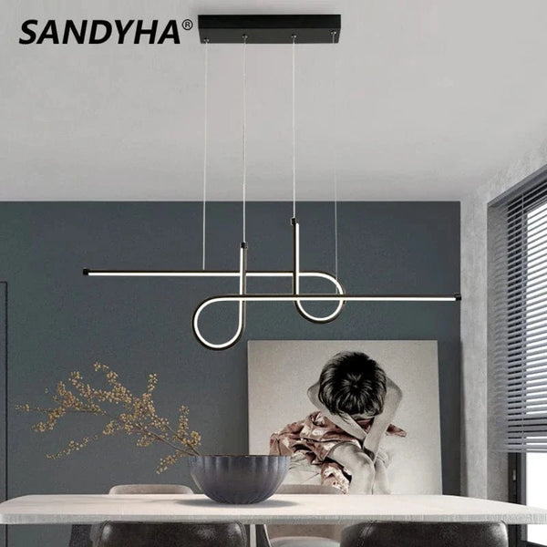 Lustre LED SANDYHA Nordique Minimaliste Créatif Fer Art Longue Bande - Déco Maison | Marco Lucetti