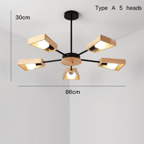 Lustre LED scandinave en bois Rauwl | Marco Lucetti A - 5 ampoules