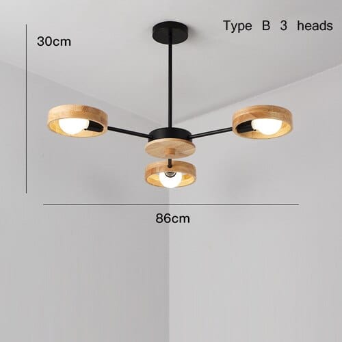Lustre LED scandinave en bois Rauwl | Marco Lucetti B - 3 ampoules