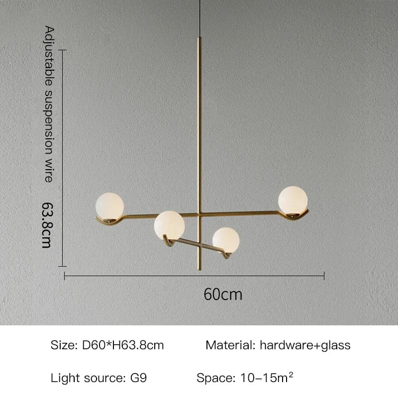 Lustre LED Scandinave Moderne Noir/Or pour Chambre à Coucher et Salon-Salle à Manger | Marco Lucetti
