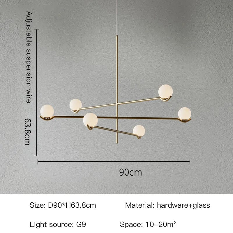 Lustre LED Scandinave Moderne Noir/Or pour Chambre à Coucher et Salon-Salle à Manger | Marco Lucetti