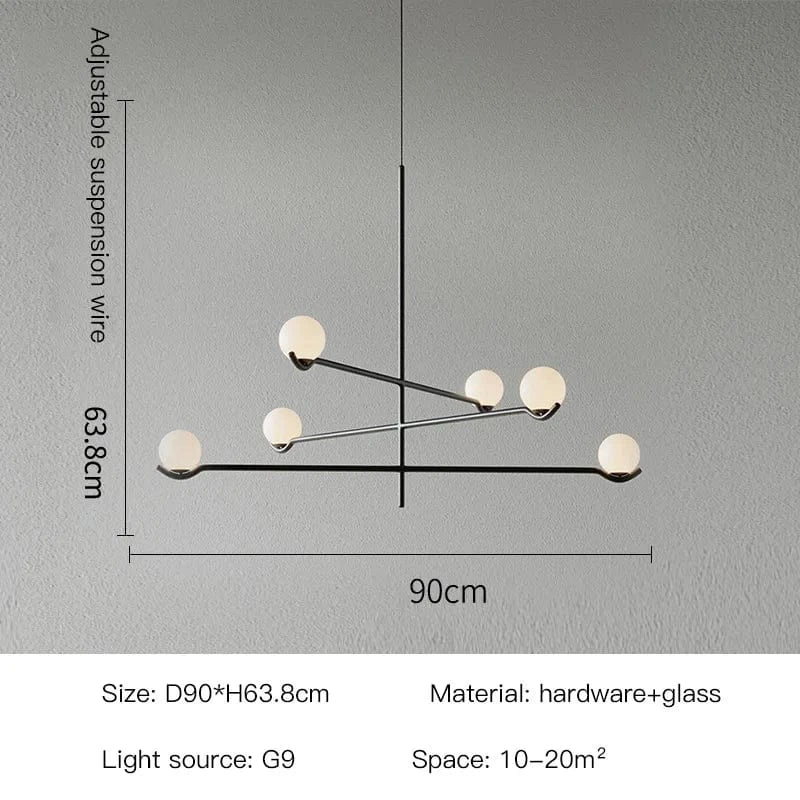 Lustre LED Scandinave Moderne Noir/Or pour Chambre à Coucher et Salon-Salle à Manger | Marco Lucetti Noir - 6 têtes 1 / Ampoule chaude