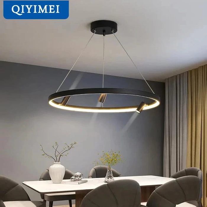 Lustre LED Smart avec gradation à distance et éclairage intérieur | Marco Lucetti 60x10cm Noir / Blanc froid, pas de télécommande