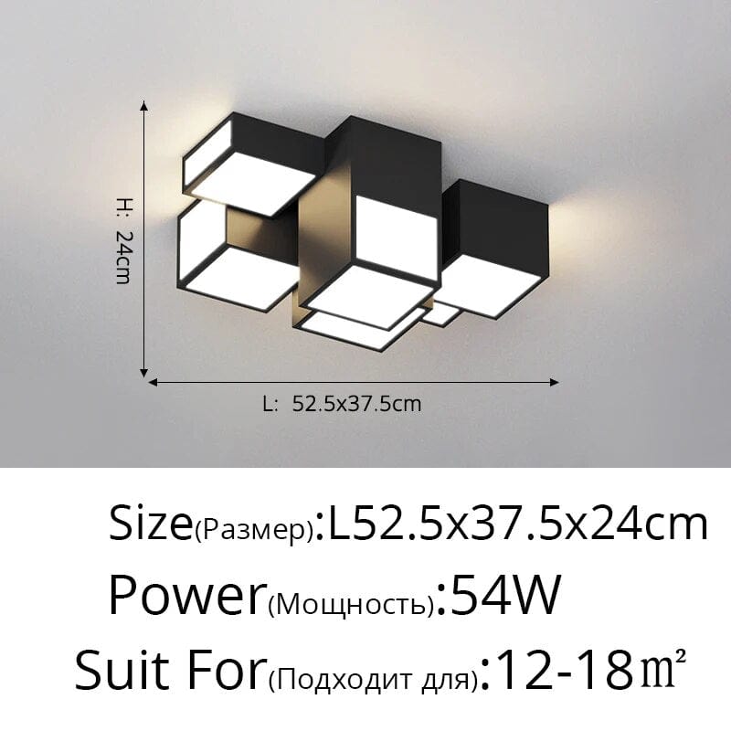 Lustre LED Smart pour Cuisine | Marco Lucetti Noir 6 lumières / Trois couleurs