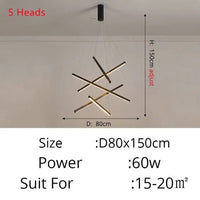 Lustre LED Solana Métal-Mix | Marco Lucetti 5 lumières - L80cm / Chaude