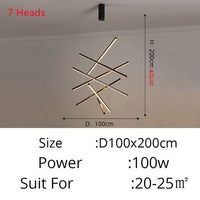 Lustre LED Solana Métal-Mix | Marco Lucetti 7 lumières - L100cm / Chaude