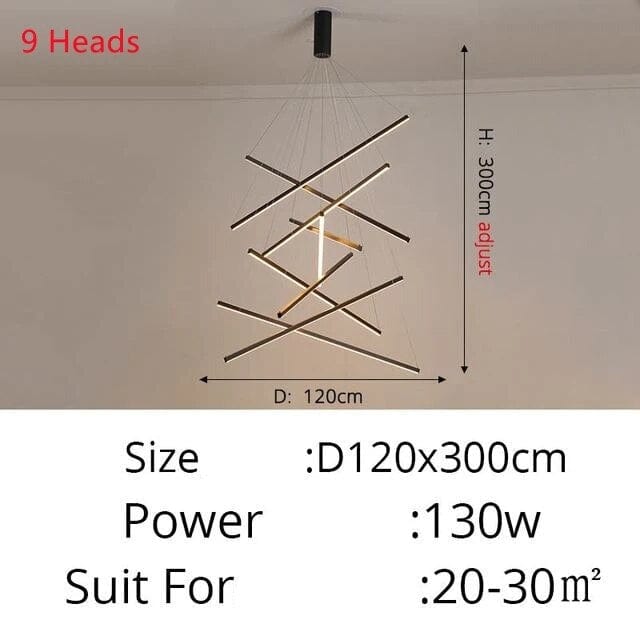 Lustre LED Solana Métal-Mix | Marco Lucetti 9 lumières - L120cm / Chaude