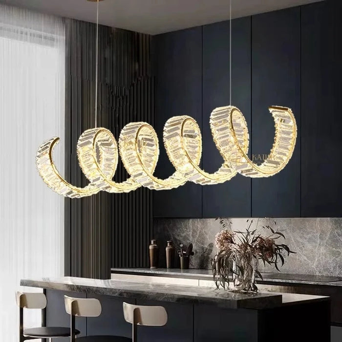Lustre LED Spirale Dorée au Design Moderne - Lumière Élégante | Marco Lucetti
