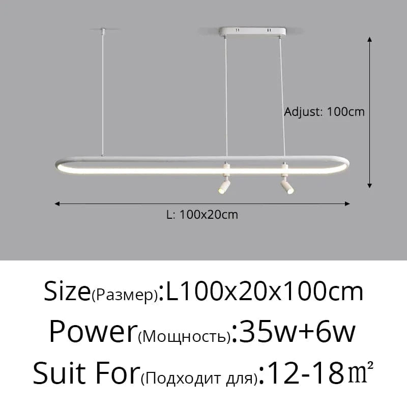 Lustre LED "Spotlight" pour éclairage intérieur | Marco Lucetti Noir 100cm / Blanc chaud, pas de télécommande