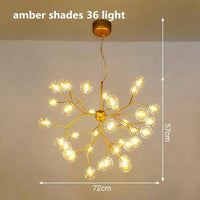 Lustre LED sublime "Arborescence Brillante" | Marco Lucetti Ambre - 36 lampes