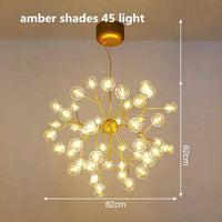 Lustre LED sublime "Arborescence Brillante" | Marco Lucetti Ambre - 45 lampes