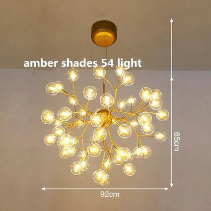 Lustre LED sublime "Arborescence Brillante" | Marco Lucetti Ambre - 54 lampes