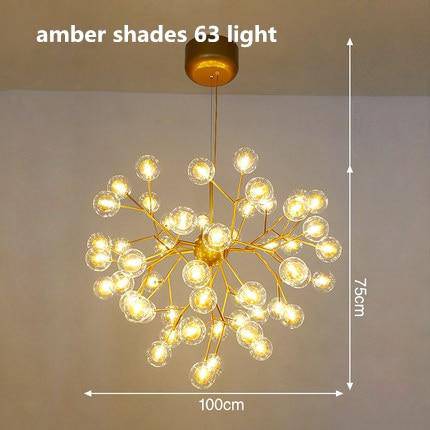 Lustre LED sublime "Arborescence Brillante" | Marco Lucetti Ambre - 63 lampes