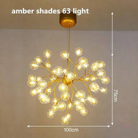 Lustre LED sublime "Arborescence Brillante" | Marco Lucetti Ambre - 63 lampes
