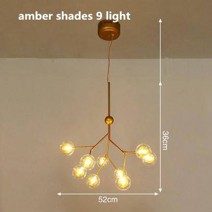 Lustre LED sublime "Arborescence Brillante" | Marco Lucetti Ambre - 9 lampes